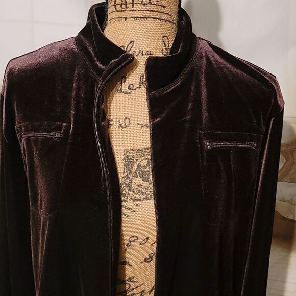 CHICO'S Soft Velour Brown  Stylish Jacket Size 2 - Picture 2 of 7